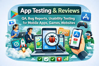 do app testing, review mobile apps, website, games, QA, bug report usability