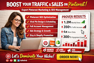 be your pinterest marketing manager, pin expert for etsy store promotion