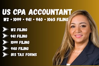 prepare and file irs tax forms including w2 1099 941 940 and 1064