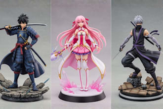 3d print and paint, anime miniature anime figurine model stl print, hand panting