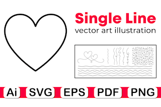 single line art vector for laser engraving, cnc, pen plotter signature, circuit