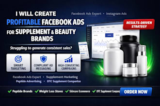 create profitable facebook ads for peptide fitness supplement and beauty brands
