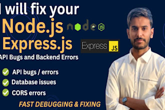 debug and fix node js expressjs and mongodb apis