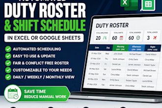 create an automated duty roster in excel or google sheets