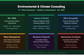 provide environmental assessments, feasibility, and carbon accounting services