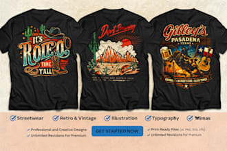 draw custom vintage cowboy tshirts for your western brand