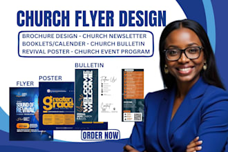 design custom church bulletin, newsletter, brochure, flyer and event program