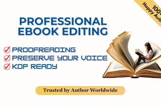 professionally edit proofread ebook manuscript for amazon KDP publishing