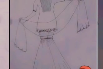 design a hand drawn dress illustration