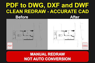 redraw PDF to autocad dwg, dxf clean and precise