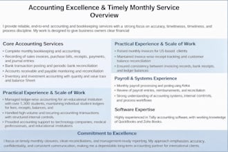 handle end to end accounting and monthly bookkeeping