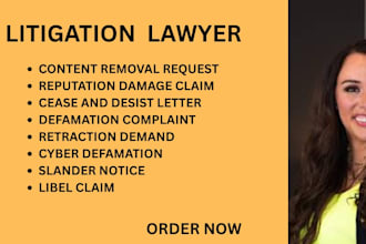 create concise cyber defamation, libel, slander and reputation claim documents