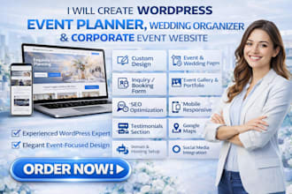 create wordpress event planner wedding organizer corporate event website