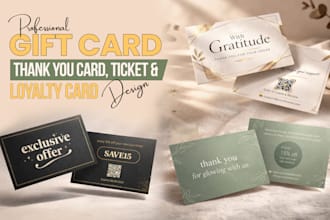 do gift card, coupon, voucher, loyalty card, ticket design, and thank you card