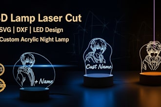 design a custom led lamp laser cut file dxf svg for cnc or acrylic engraving