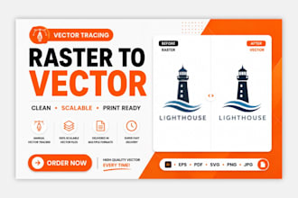 convert raster to vector, ai generated logo image to HQ vector print ready pdf