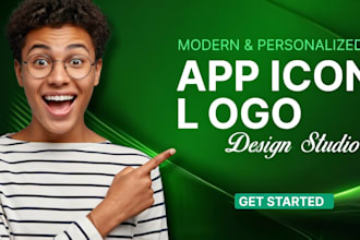 design a modern and personalized app icon logo with source