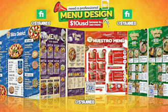 design an animated or static restaurant menu with professional graphics