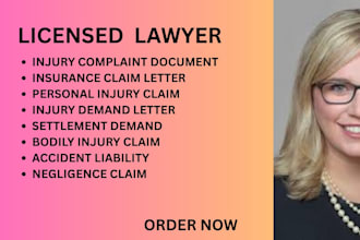 draft personal injury, accident liability and negligence claim documents