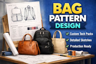 bag sketch tech pack for tote fashion bag hand bag backpack and custom design
