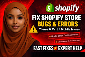 fix shopify store bugs, errors, and speed optimization