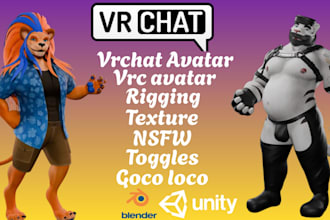 do vrchat avatar commission custom vrc avatar furry nsfw 3d model VR character