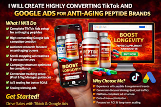 create highly converting tiktok and google ads for anti aging peptide brands