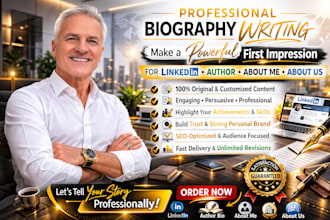 write a professional or author bio for linkedin about me or about us