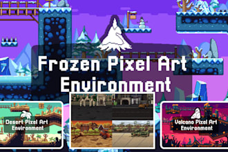 do isometric pixel art environments, background, tileset and maps for indie game