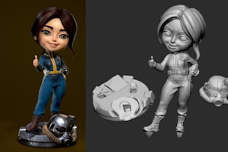 stylized 3d game character model, chibi human, cute cartoon animal in blender