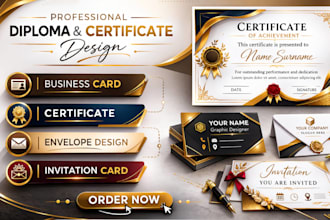 design visiting card, letterhead, id card, invoice and certificate