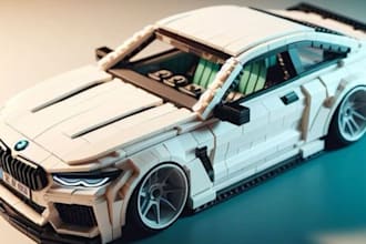 design 3d lego technic car, ship, house with xml part list and pdf instruction