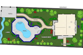 design 2d landscape plans for your home in color