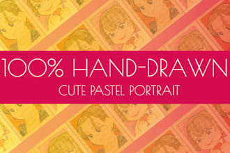 hand draw a cutei putie pastel portrait