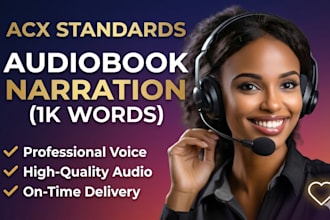 be your audiobook narrator, acx audible audiobook, with female voice over