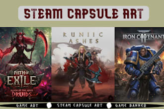 do professional steam capsule art game art steam store page game banner design