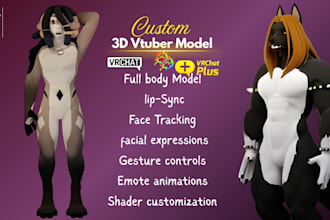 create 3d nsfw vrchat avatar, furry vtuber model set up, vseeface