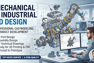 do 3d mechanical design, cad modeling, and industrial product design