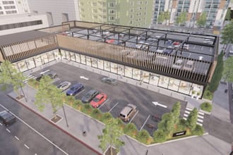 visualize3d grocery store exterior,layout plan,parking lot design,landscape,vray