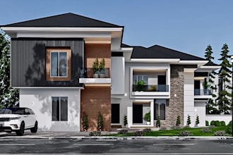 design modern contemporary house exterior render 3d visualization 3d floor plan