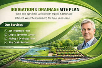 do professional irrigation and drainage site plan with drip and sprinkler layout