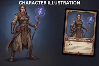 create fantasy character illustration for tcg and tabletop game