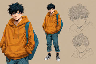 draw anime sketch color