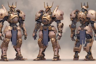 draw mecha robot armor character concept for you