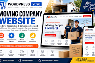design a moving company website, movers, relocation, packing website