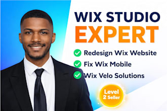 design wix studio website, redesign wix website, and fix wix mobile, wix velo
