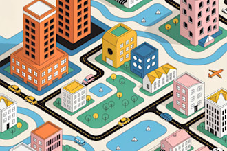 make design a custom 3d isometric or 2d map illustration