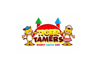 create a fun tiger like theme logo for bouncy castle hire