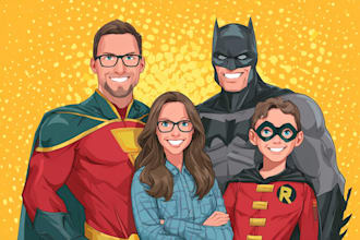 create a fabulous family superhero portraits for yourself