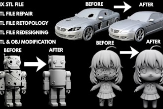 do stl file repair modify redesign fix mesh 3d scan cleanup for 3d printing